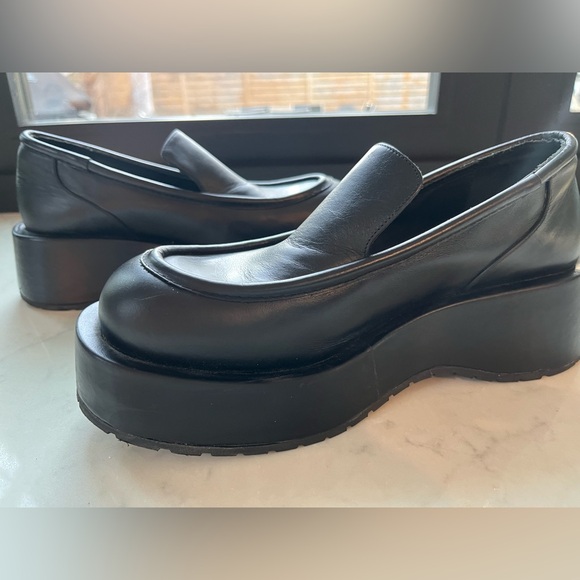 Paloma Barcelo Black Leather Platform Loafers - Picture 3 of 8